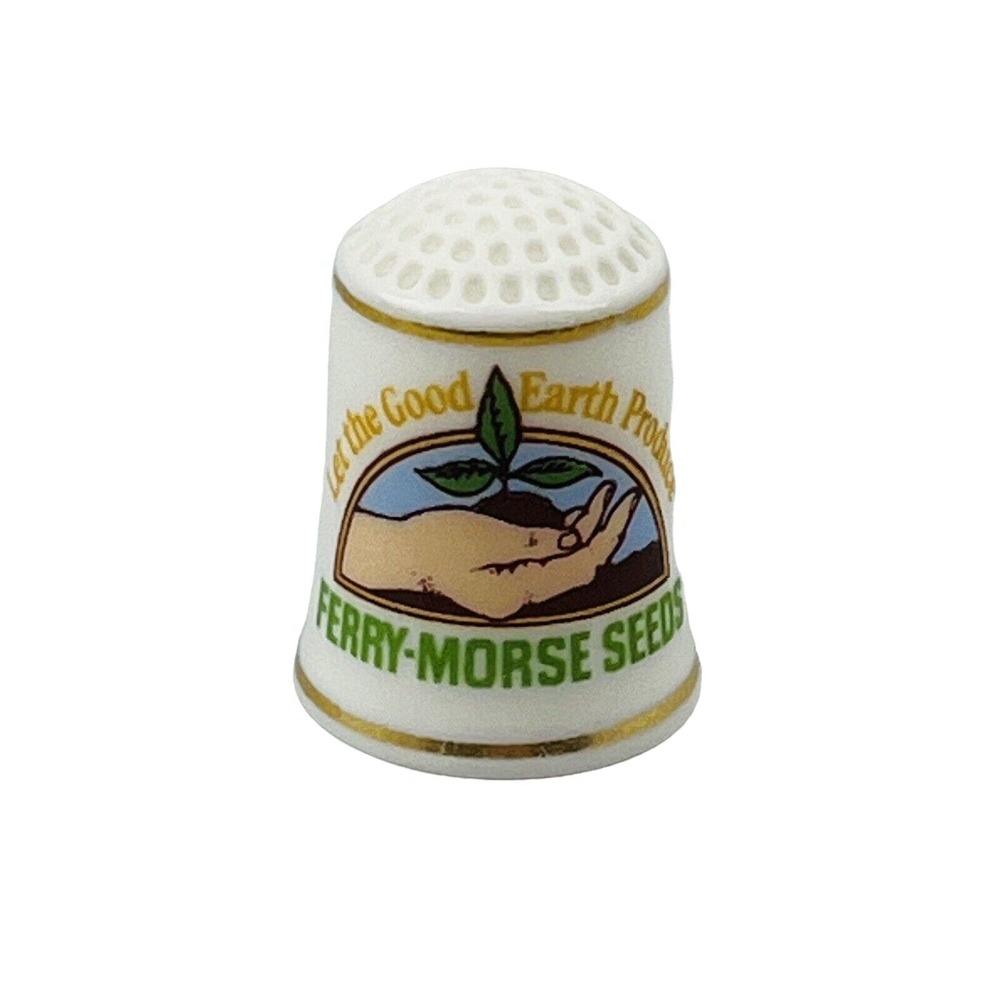 Vintage Franklin Mint Ferry Morse Seeds Thimble Country Store Porcelain 1980